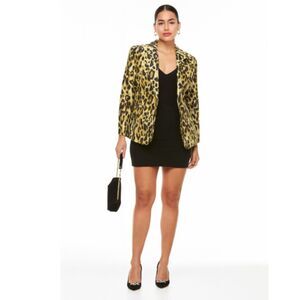 312 Nine West Leopard Print Animal Print Career Wear Satin Feel Statement Blazer
